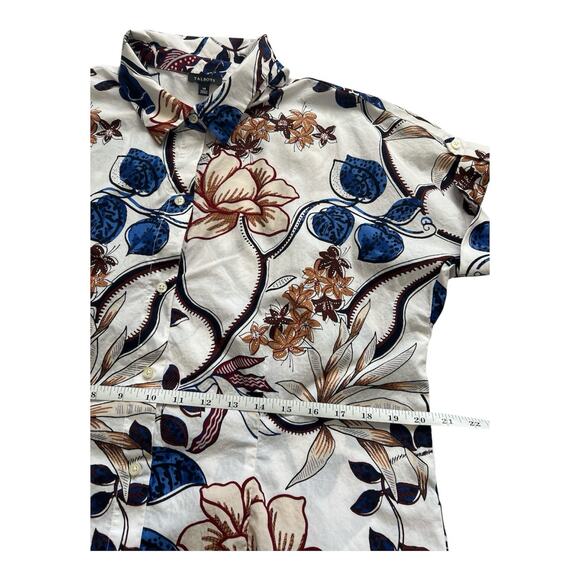 Talbots Shirtdress Womens 14 Cotton Poplin Midi Botanical Print Pockets Relaxed - Picture 9 of 11